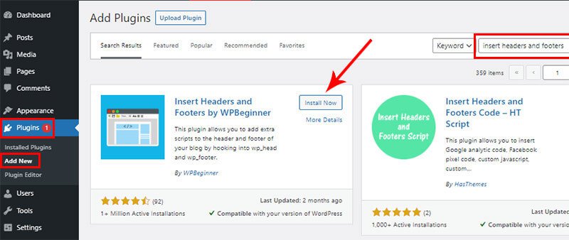 Install the Plugin Insert Headers and Footers