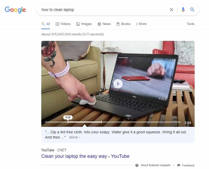 video featured snippet optimize content for featured snippet