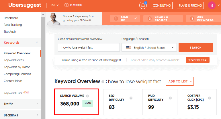 uber suggest high search volume keyword example