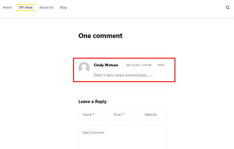 wordpress comment displayed on the website frontend wordpress comment settings
