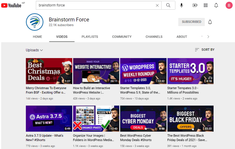 best wordpress youtube tutorials channel brainstorm force
