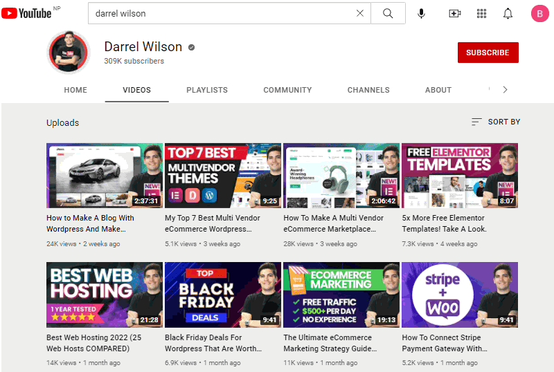 best wordpress youtube tutorials channel darrel wilson