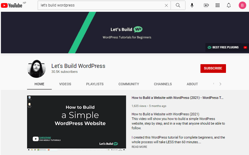 best wordpress youtube tutorials channel lets build wordpress