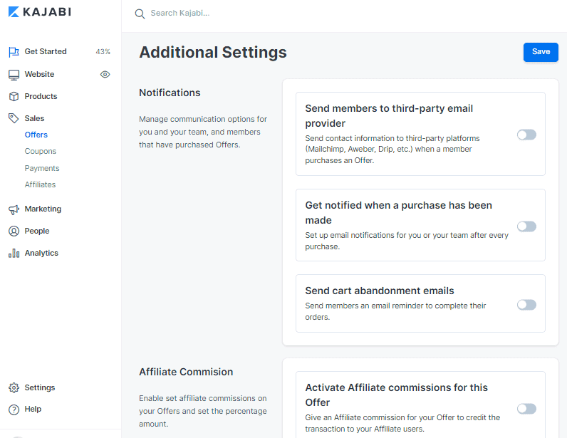 kajabi review additional offer settings