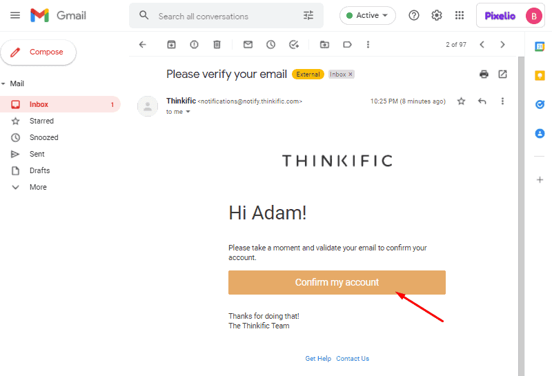 thinkific review confirm your account