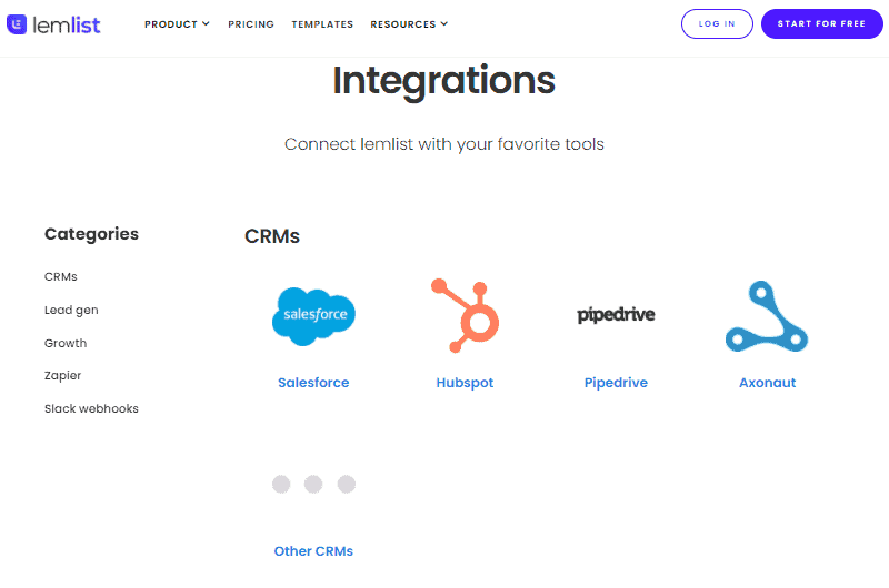 lemlist review available integrations
