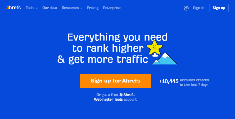 ahrefs seo tool home page